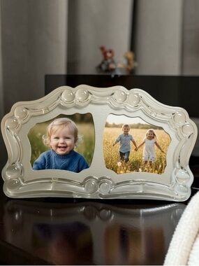 Vintage Mikasa Vista Satin Lead Crystal Double Picture Frame  1990’s